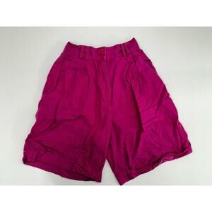 Rafaella Womens Shorts Size 6 Pink High Waisted Linen Blend